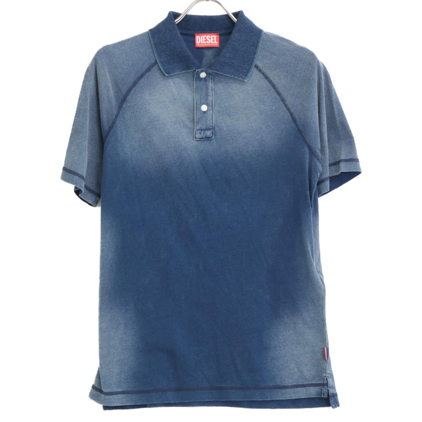 DIESEL ディーゼル T-RASMITH ブルー カラー ステッチ ポロシャツ トップス
