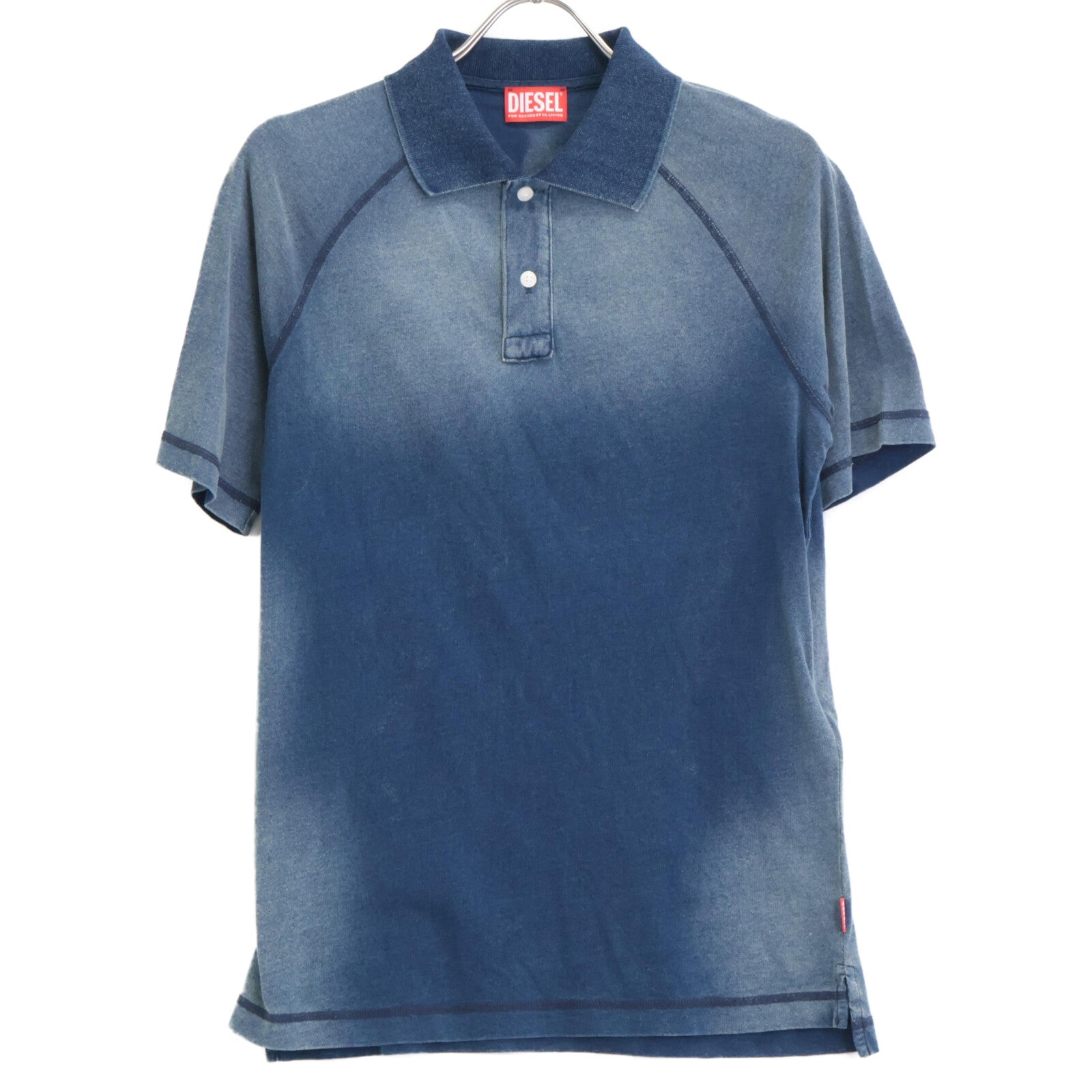 DIESEL ディーゼル T-RASMITH ブルー カラー ステッチ ポロシャツ トップス