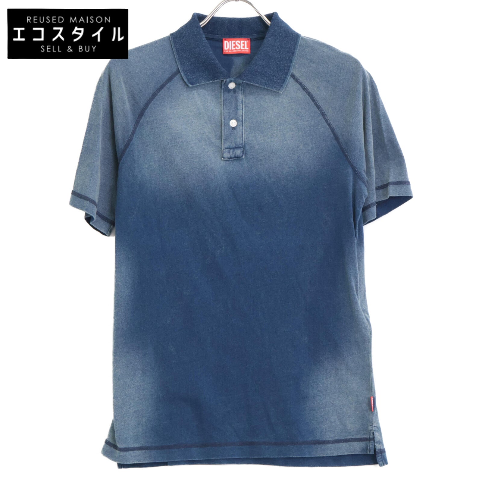 DIESEL ディーゼル T-RASMITH ブルー カラー ステッチ ポロシャツ トップス