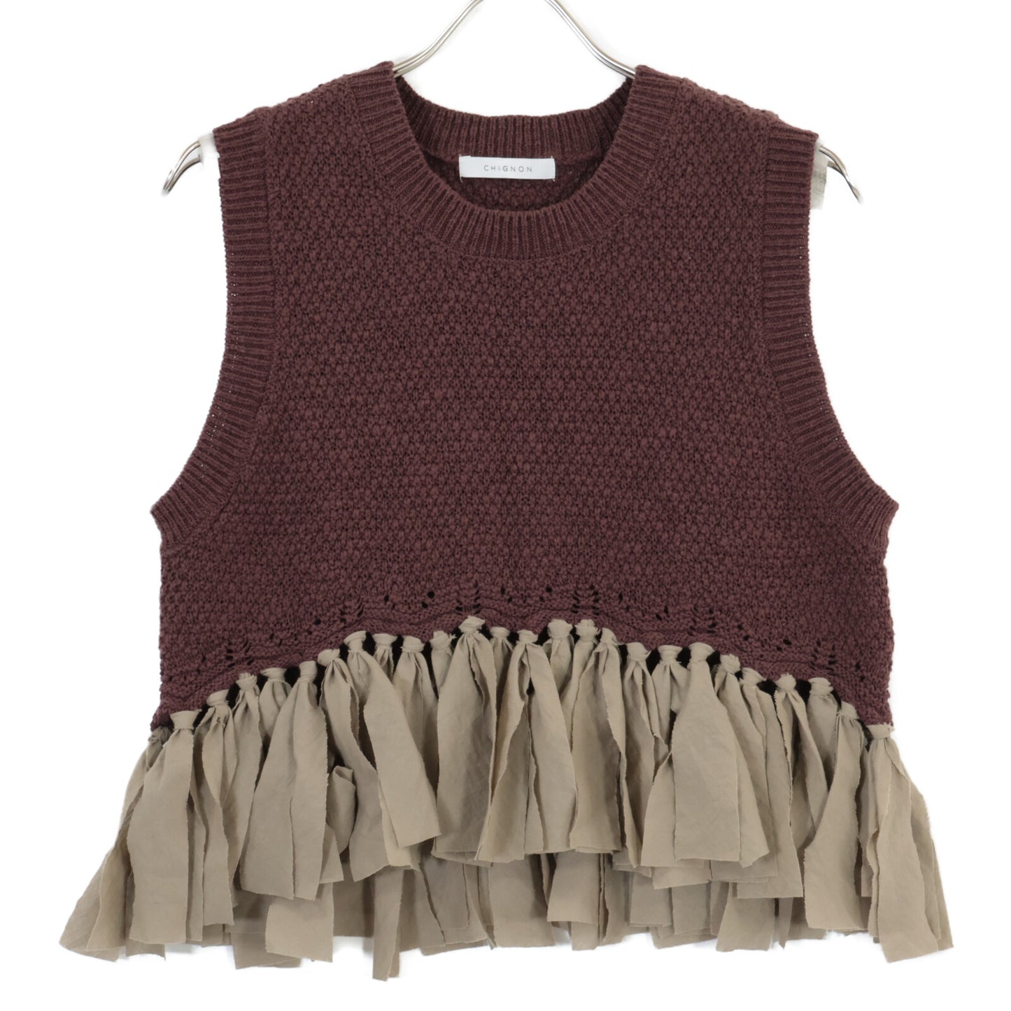 CHIGNON 9452-235DP Bordeaux Fabric Docking Knit Vest Vest F Women's