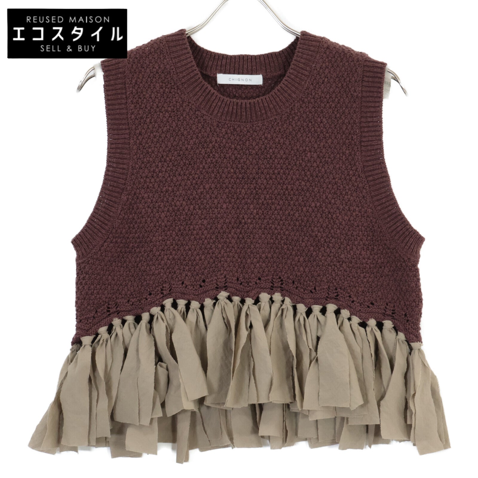 CHIGNON 9452-235DP Bordeaux Fabric Docking Knit Vest Vest F Women's