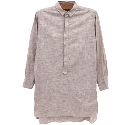 Excellent Condition 100% Cotton Half-Button Long-Sleeve Shirt Top Women's Beige 1 5063025 Top 1 Women's