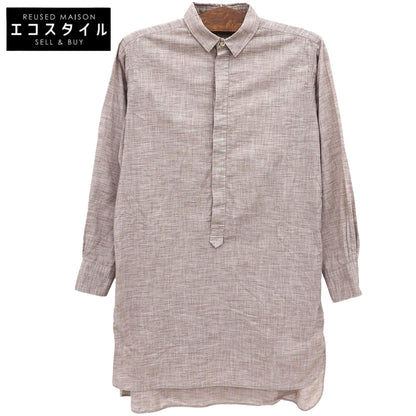 Excellent Condition 100% Cotton Half-Button Long-Sleeve Shirt Top Women's Beige 1 5063025 Top 1 Women's