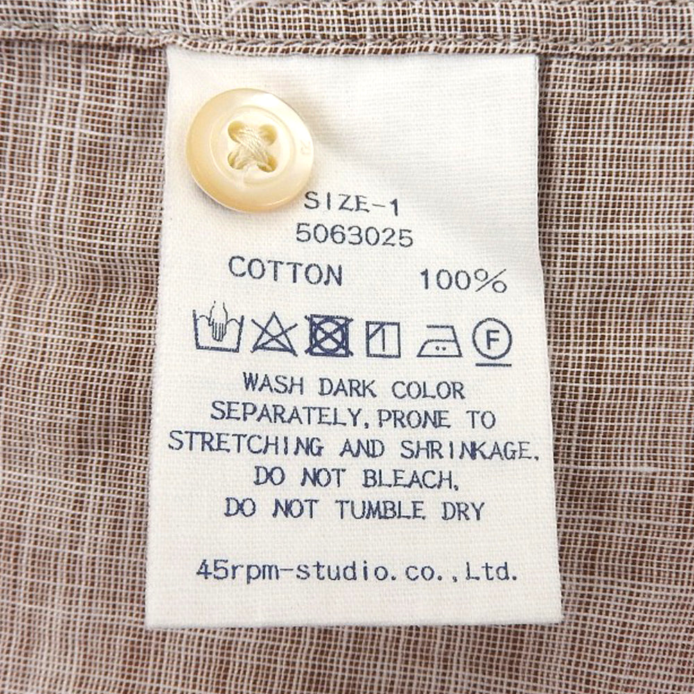 Excellent Condition 100% Cotton Half-Button Long-Sleeve Shirt Top Women's Beige 1 5063025 Top 1 Women's