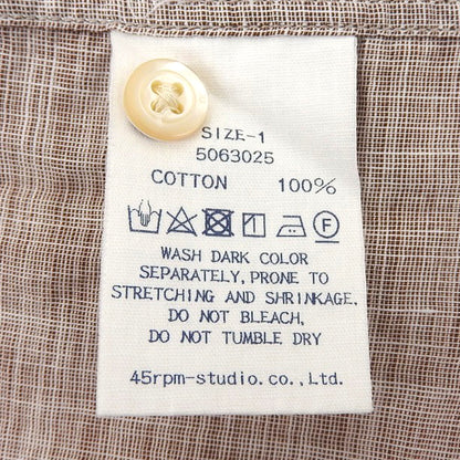 Excellent Condition 100% Cotton Half-Button Long-Sleeve Shirt Top Women's Beige 1 5063025 Top 1 Women's