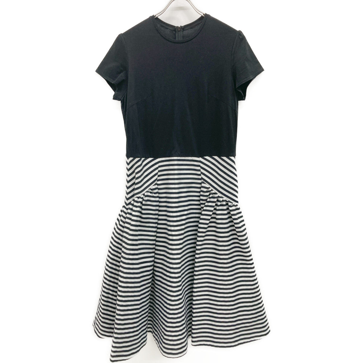 BORDERS at BALCONY BD2011P-2K-04 Black T-shirt Tuck Border Dress