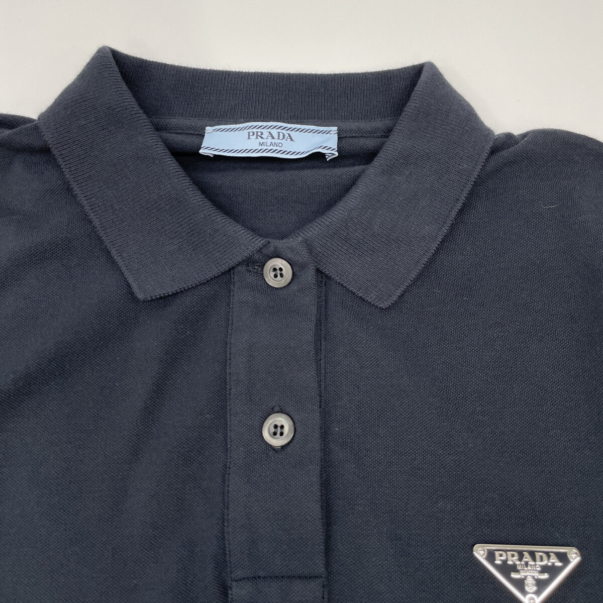 PRADA 23 Navy Triangle Logo Dress