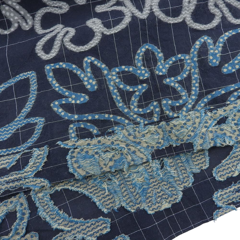 美品 コットン 七分袖 ワンピース レディース ネイビー グリーン刺繍 2 HA11FH762 ワンピース 2 レディース