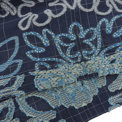 美品 コットン 七分袖 ワンピース レディース ネイビー グリーン刺繍 2 HA11FH762 ワンピース 2 レディース