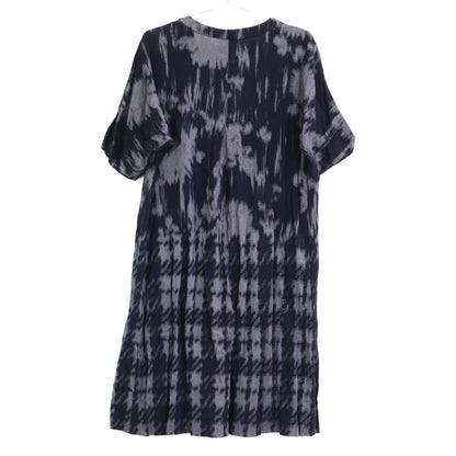 Haat HA03FT673 Navy x Grey All-over pattern short-sleeved collarless shirt dress