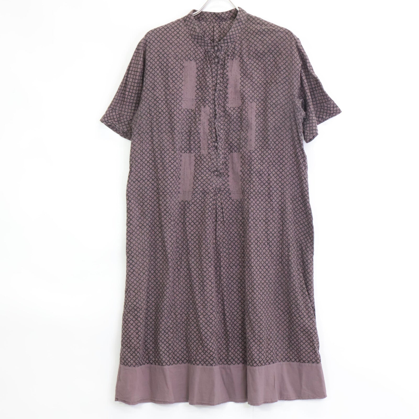 Haat HA22FH511 Brown All-over Print Short Sleeve Dress