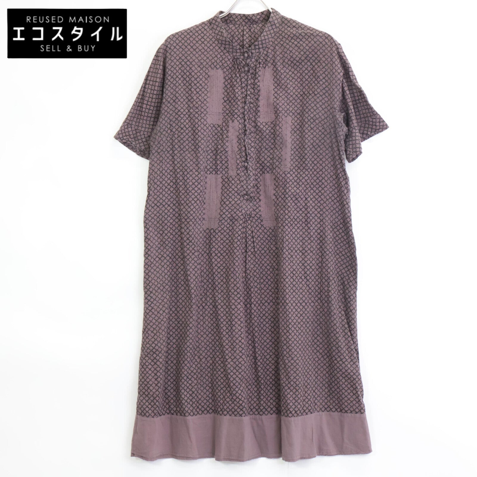 Haat HA22FH511 Brown All-over Print Short Sleeve Dress