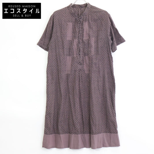Haat HA22FH511 Brown All-over Print Short Sleeve Dress