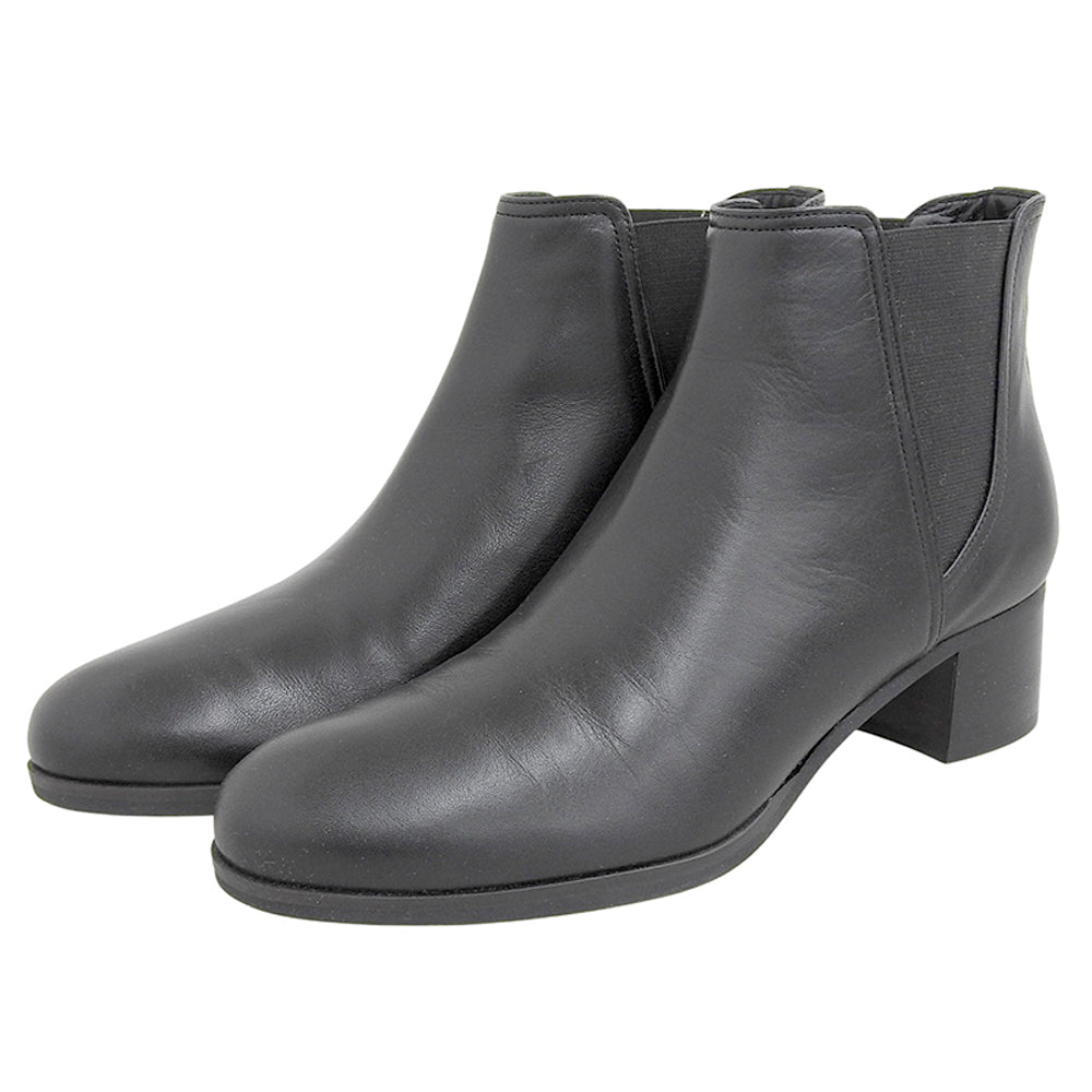 Excellent condition leather side gore boots shoes women's black 23cm 1821 shoes 36(EU) women's