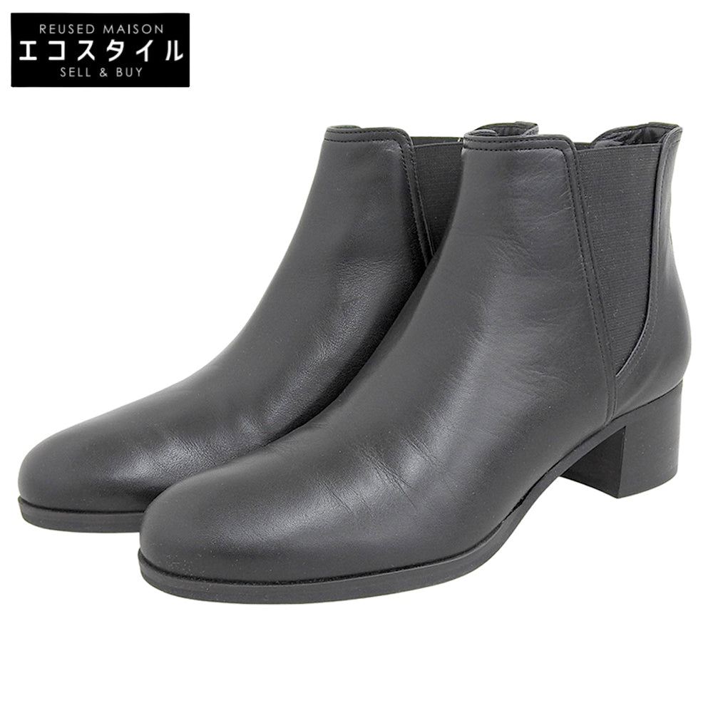 Excellent condition leather side gore boots shoes women's black 23cm 1821 shoes 36(EU) women's