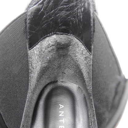 Excellent condition leather side gore boots shoes women's black 23cm 1821 shoes 36(EU) women's