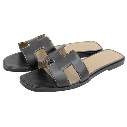 HERMES 爱马仕 精品 凉鞋 拖鞋 女士 黑色 36 1/2 鞋履