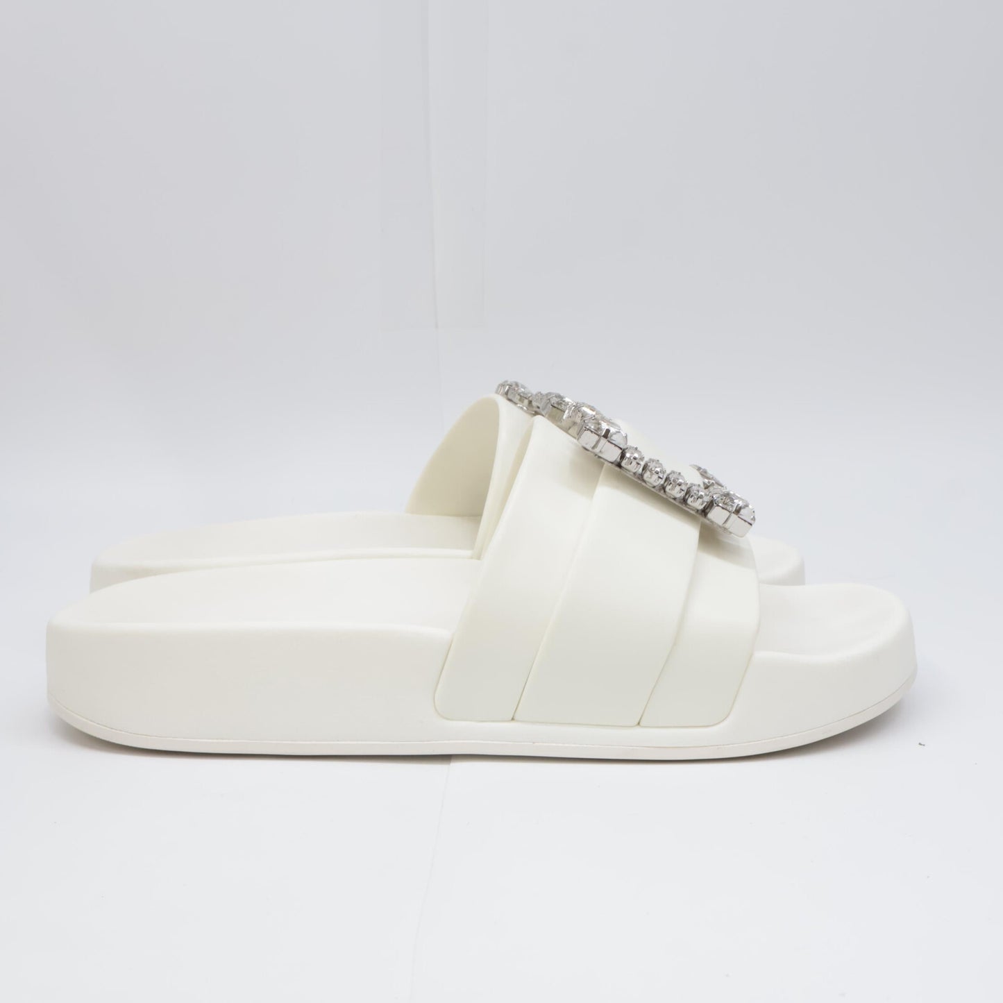 Sergio Rossi SR JELLY 010 Jewel Buckle Crystal Slide Sandals Shoes