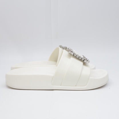 Sergio Rossi SR JELLY 010 Jewel Buckle Crystal Slide Sandals Shoes