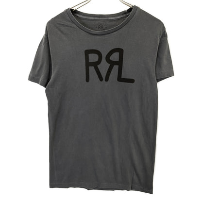 RRL Double RL Gray x Black Logo Short Sleeve T-Shirt Tops S Men's