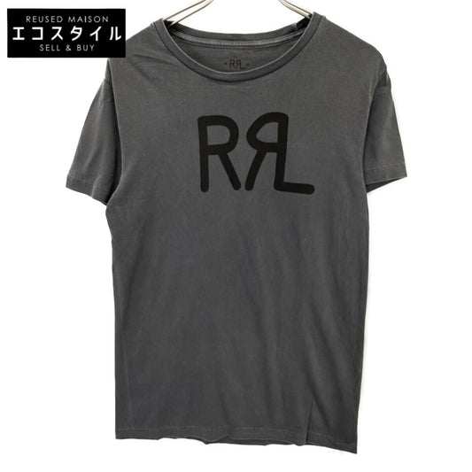 RRL Double RL Gray x Black Logo Short Sleeve T-Shirt Tops S Men's