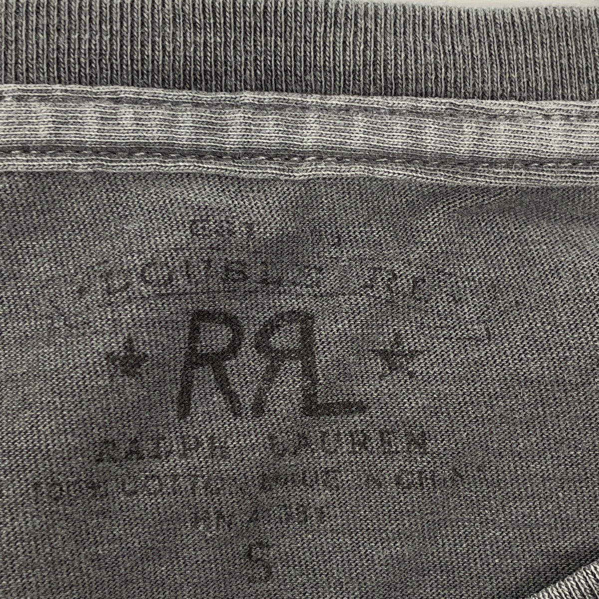 RRL Double RL Gray x Black Logo Short Sleeve T-Shirt Tops S Men's