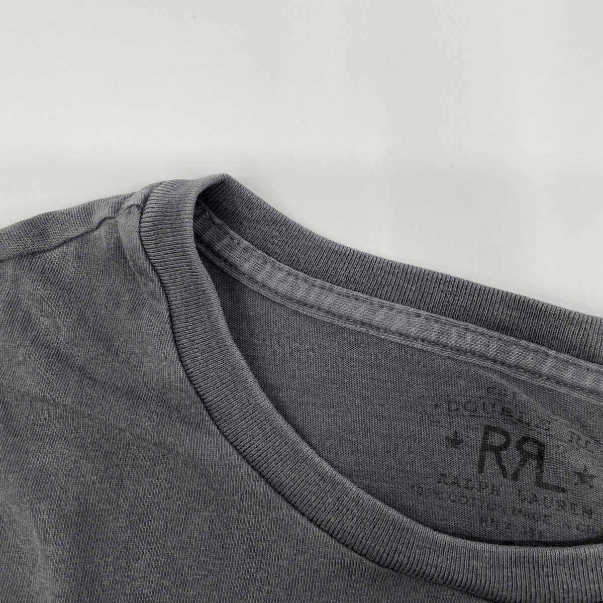 RRL Double RL Gray x Black Logo Short Sleeve T-Shirt Tops S Men's