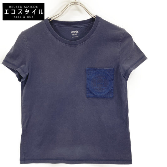 HERMES エルメス Hロゴ刺繍ポケット Tシャツ トップス
