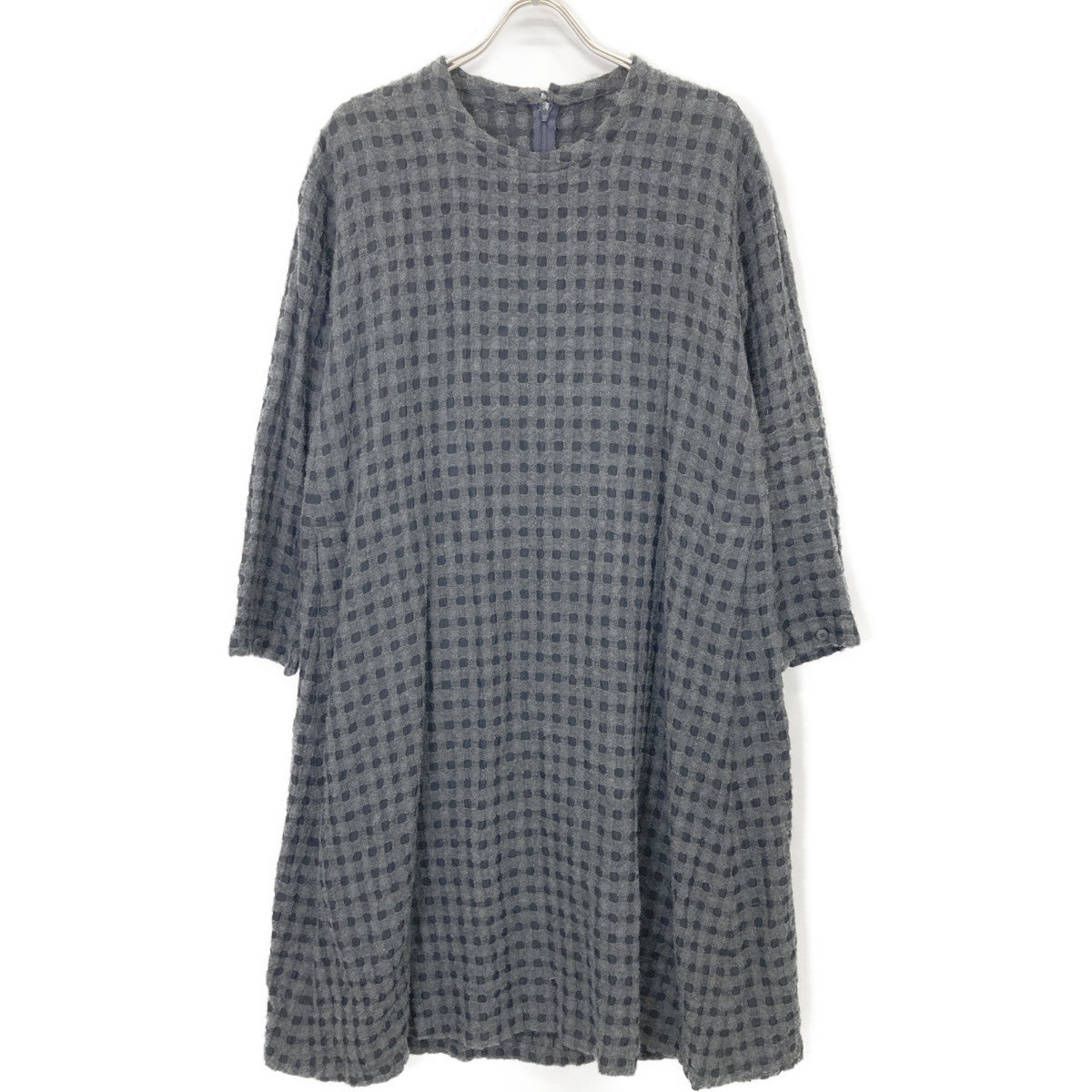Haat Grey HA83FH612 Wool Blend Check Dress 3 Women's