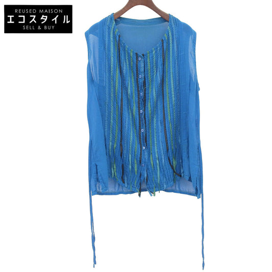 Haat Heart Rayon Blend Stripe Sleeveless Shirt Top Women's Blue 2 HA53FJ617 Top
