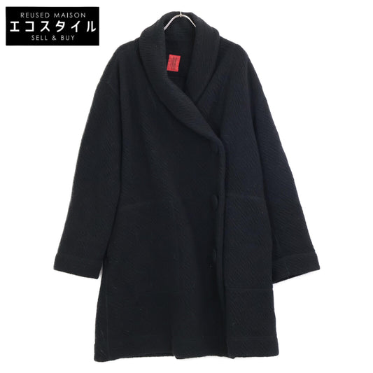 Black HA43FA635 Knit Shawl Collar Coat, no size listed, for women