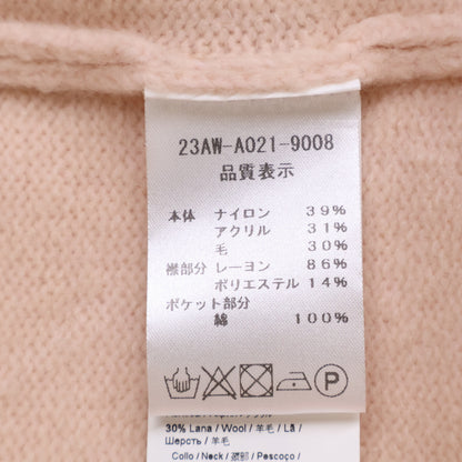 A021-9008 Zip-Up Knit Jacket with Faux Fur Collar, Size 36, Women's