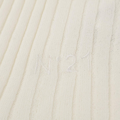 Nº21 Numero Ventuno White Ribbed Cut-and-Sew Top