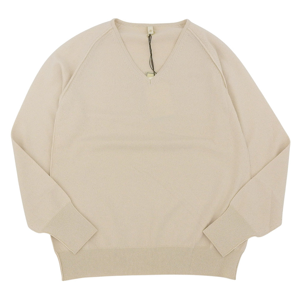 TOYOBOSHI TOYOYBOUSHI New Condition 100% Cashmere V-Neck Knit Top Women's Light Beige 1 08IT-BC0001 Top