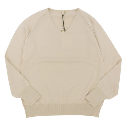 TOYOBOSHI TOYOYBOUSHI New Condition 100% Cashmere V-Neck Knit Top Women's Light Beige 1 08IT-BC0001 Top