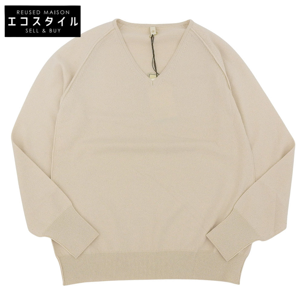 TOYOBOSHI TOYOYBOUSHI New Condition 100% Cashmere V-Neck Knit Top Women's Light Beige 1 08IT-BC0001 Top