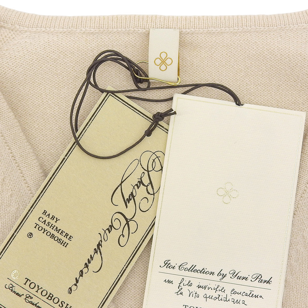 TOYOBOSHI TOYOYBOUSHI New Condition 100% Cashmere V-Neck Knit Top Women's Light Beige 1 08IT-BC0001 Top