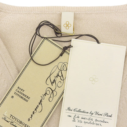 TOYOBOSHI TOYOYBOUSHI New Condition 100% Cashmere V-Neck Knit Top Women's Light Beige 1 08IT-BC0001 Top