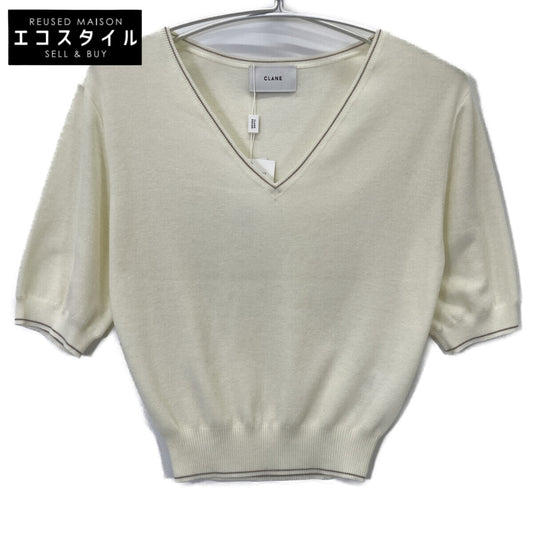 CLANE Ivory V-Neck Knit Top