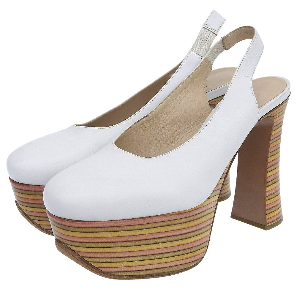 女士白色36码坡跟露跟凉鞋
