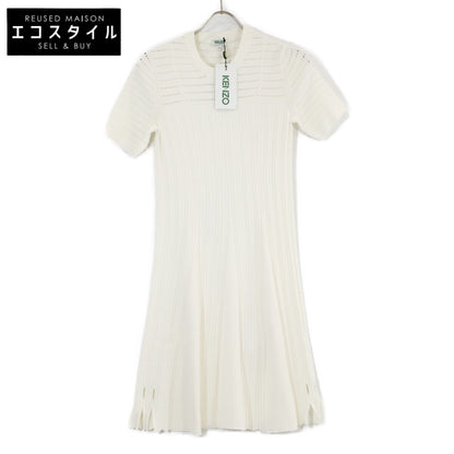KENZO F952R0417842 White Rib-knit Dress
