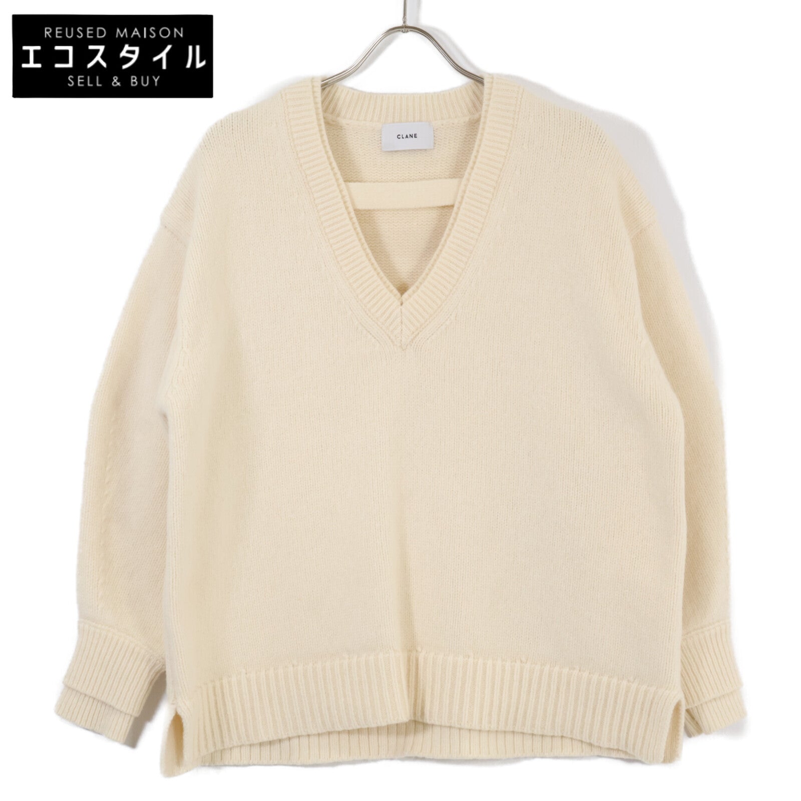 CLANE クラネ 17105-2442 24AW ベージュ 2WAY ネック オーバーニット トップス