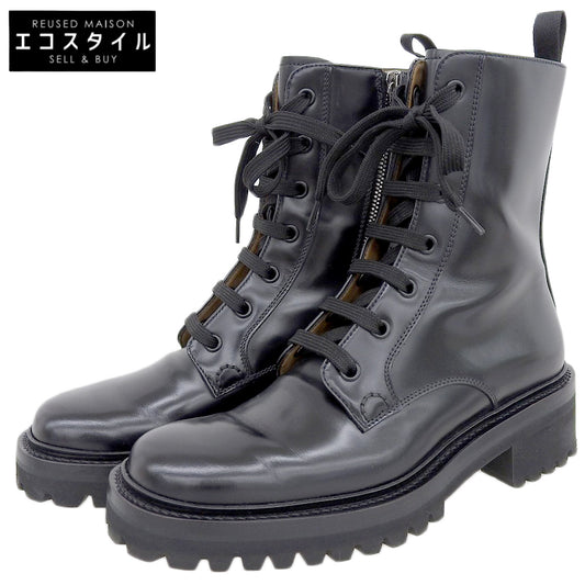 Church's チャーチ 美品 GWYNETH レザー レースアップ サイドZIP ブーツ シューズ メンズ ブラック 36.5 シューズ