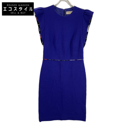 Emilio Pucci 76RH55 Purple Pucci Print Sleeve Ruffle Sleeveless Dress