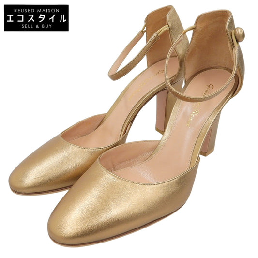 美品 セパレート ヒールパンプス レディース ゴールド 38 シューズ 38 レディース