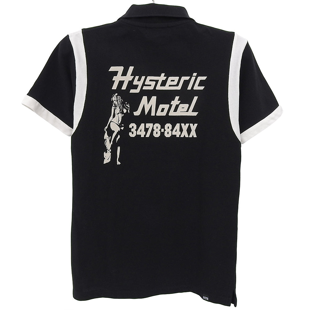 HYSTERIC GLAMOUR HYSTERIC MOTEL Polo Shirt Top Men's Black x White S 02241CH05 Tops