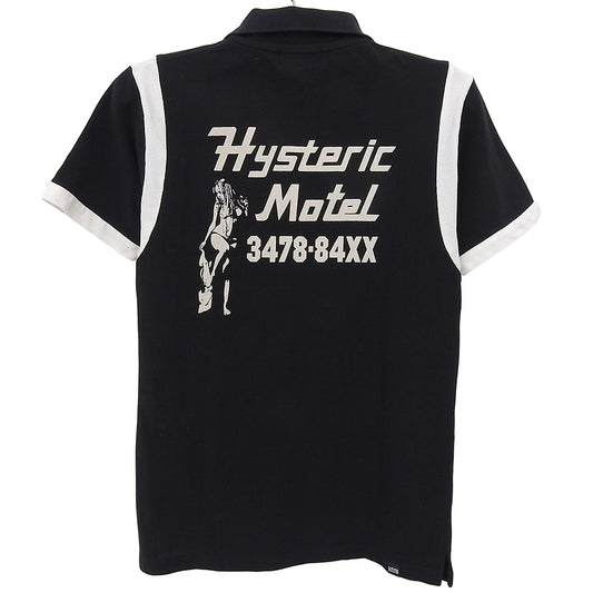 HYSTERIC GLAMOUR HYSTERIC MOTEL Polo Shirt Top Men's Black x White S 02241CH05 Tops