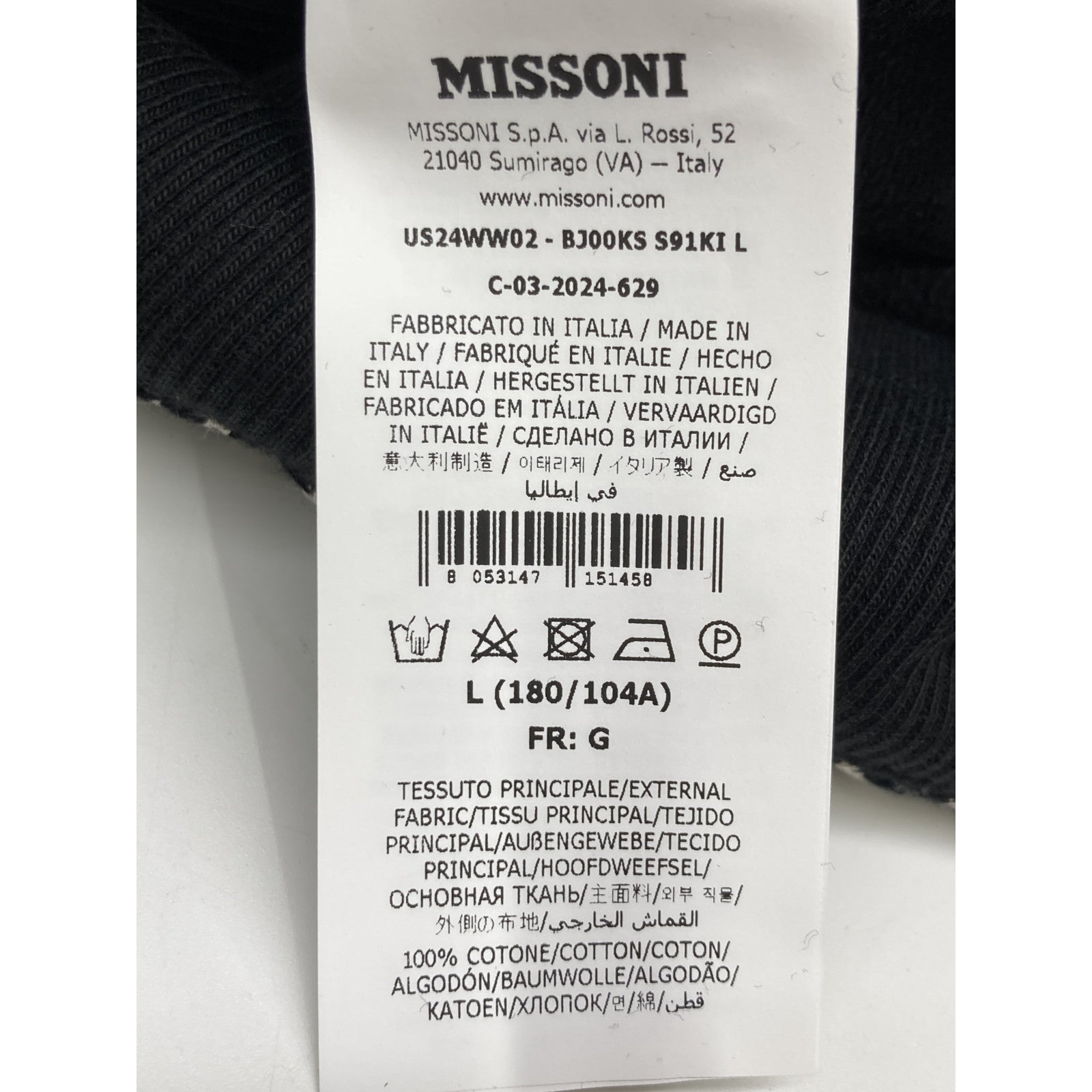 MISSONI 米索尼 24年 US24WW02 之字形图案纯棉圆领卫衣 上衣