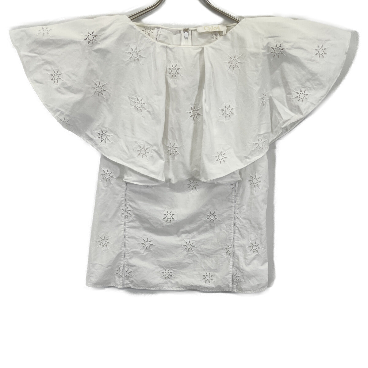 CHLOE Chloe CHC23SHT2748110136 White Cotton Ruffle Blouse Top