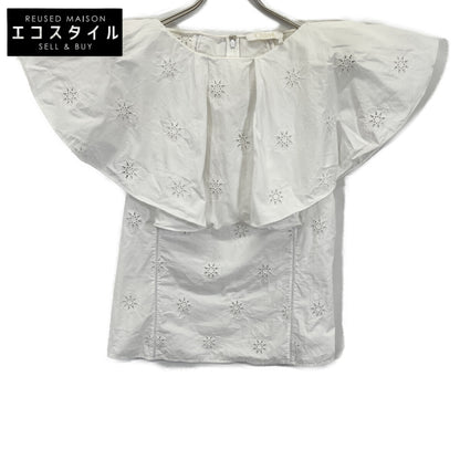 CHLOE Chloe CHC23SHT2748110136 White Cotton Ruffle Blouse Top